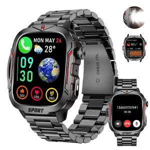 Strong Flashlight Smart Watch for Men/Women,